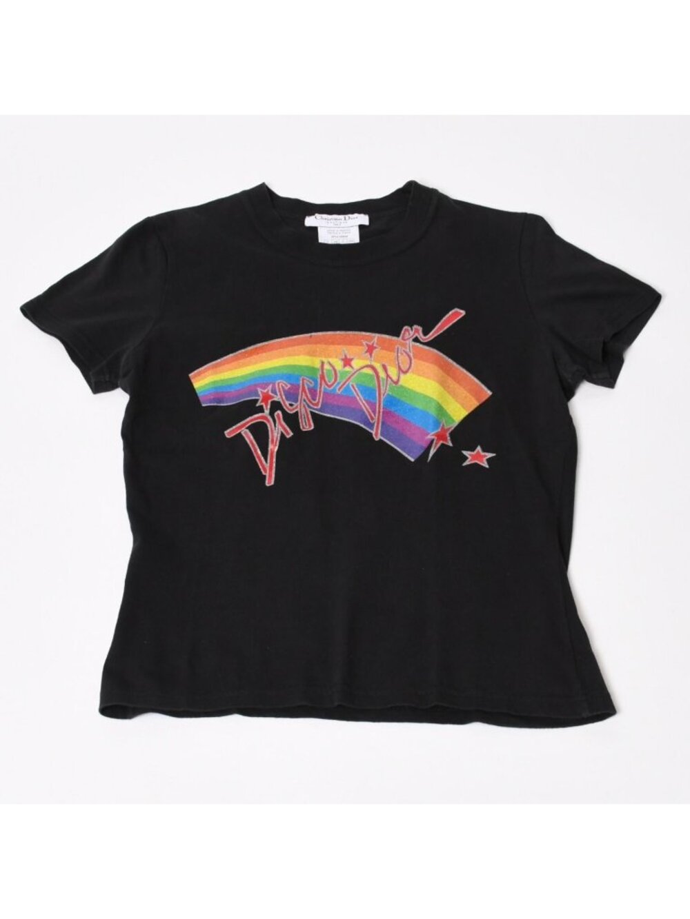 Dior Short Sleeve T-Shirt Black Galliano Era Rainbow 42